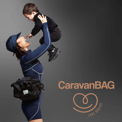 Pañalera CaravanBAG Black Love Radius | Asiento de Cadera Hip Seat
