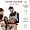 Padre portando a bebé en posición ergonómica segura con la cangurera portabebés Marsupi Breeze Lightgray durante su primer año.