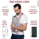 Cangurera portabebés Marsupi Breeze Lightgray plegado, práctico y ligero, ideal para viajes o para llevar en la pañalera.